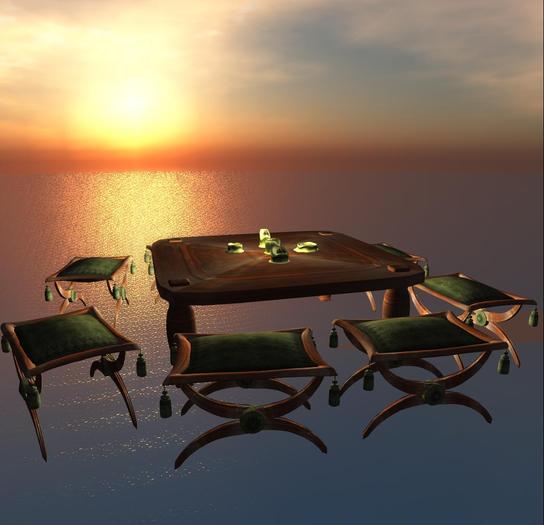 Antic chairs, table with candels