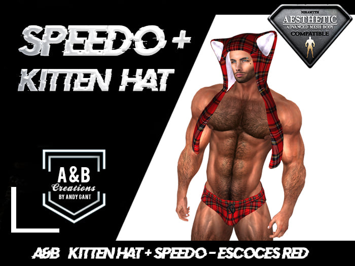 [A&B] Kitten Hat + Speedo Escoces Red