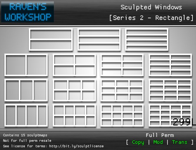 [RW] Sculpted Windows [Series 2 - Rectangle] [ Full Perm ]