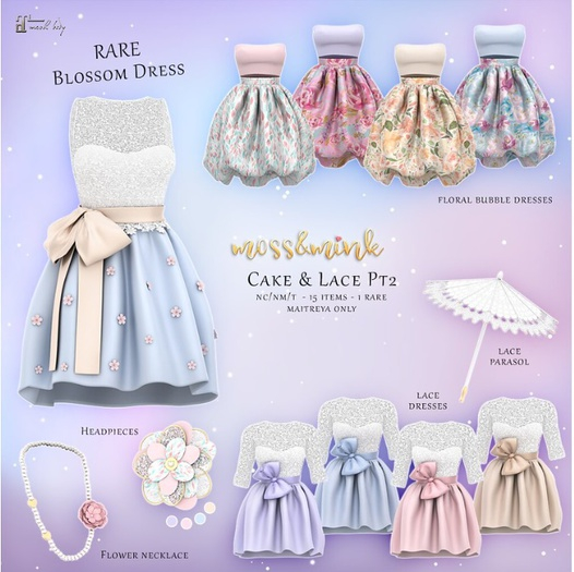 {moss&mink} Cake & Lace - Headpiece (Blue)