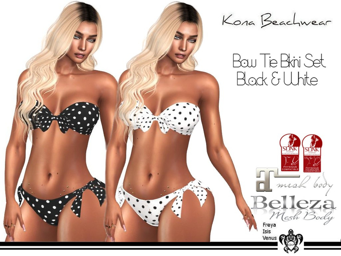 Kona Bow Tie Bikini Black & White