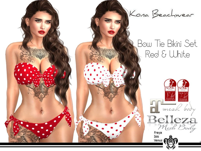 Kona Bow Tie Bikini Set Red & White