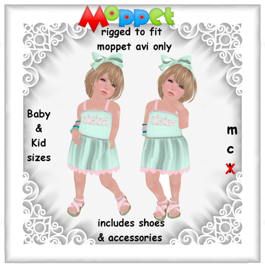 Moppet Sister Pastel Green Dress  Set