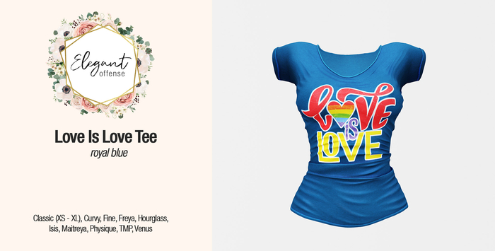 Elegant Offense - Love is Love Tee Royal Blue {add me}