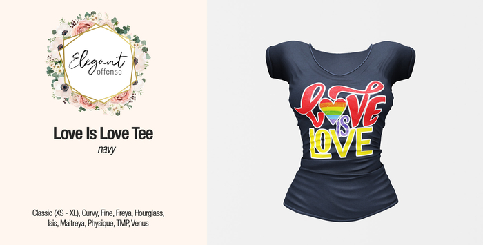 Elegant Offense - Love is Love Tee Navy {add me}