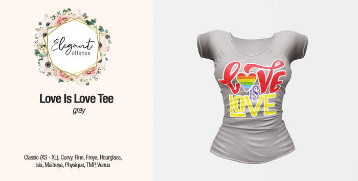 Elegant Offense - Love is Love Tee Gray {add me}