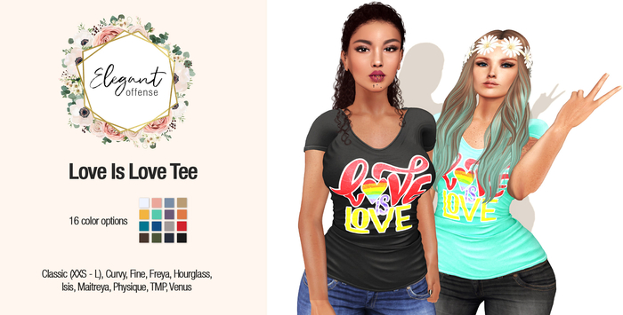 Elegant Offense - Love is Love Celebrate Pride Tee Fat Pack 50% Off