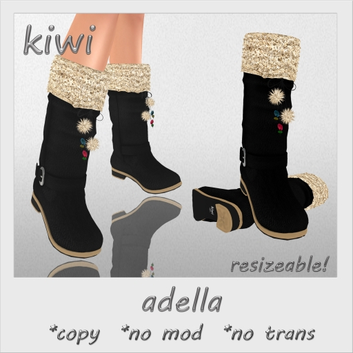 KIWI ADELLA FUR BOOTS (BLACK)