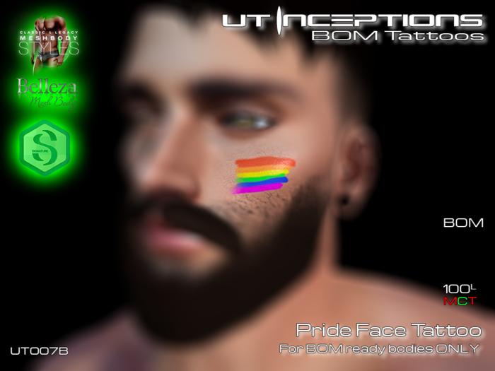 UT Inceptions 007B Pride Face Tattoo BOM