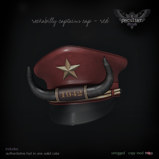 .pt. rockabilly captains cap - red (add)