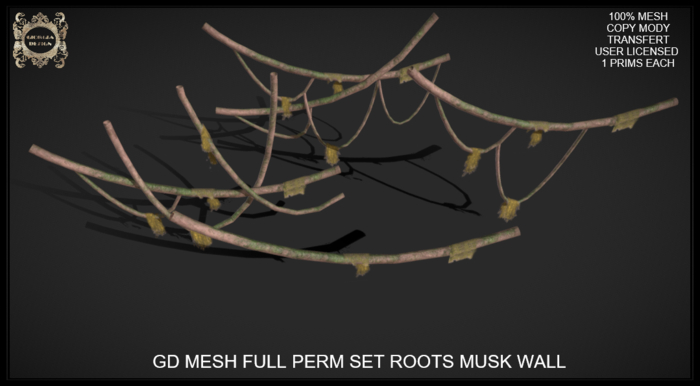 Wipper Set Roots Second Life Marketplace - GD MESH FULL PERM SET ROOTS MUSK WALL