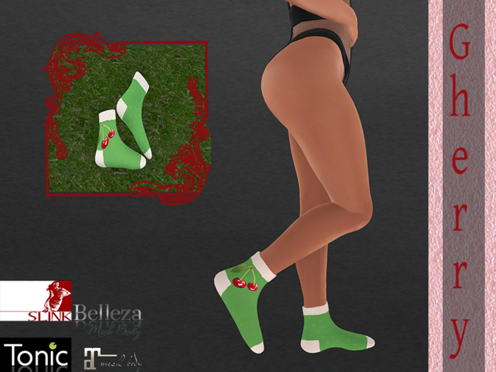 Cherry  socks  Green 