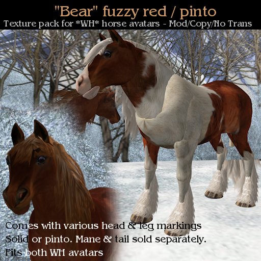 WH - Bear - Winter Hair Fuzzy Red / Pinto Texture Pack