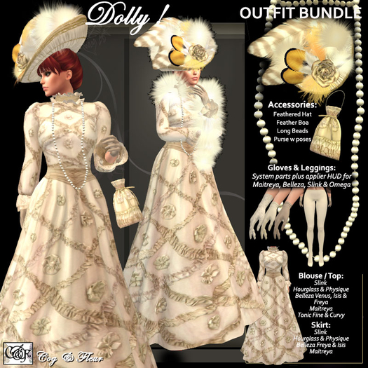 Second Life Marketplace - C&F Dolly Victorian Lattice Outfit Bundle - ECRU