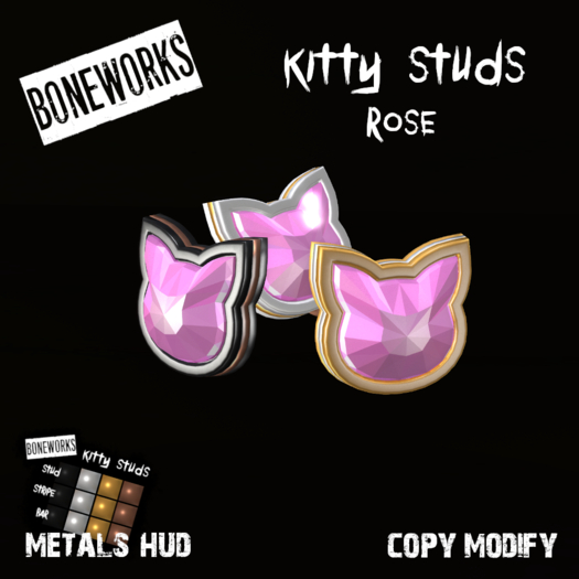 !Boneworks! > Kitty Studs - Rose (boxed)