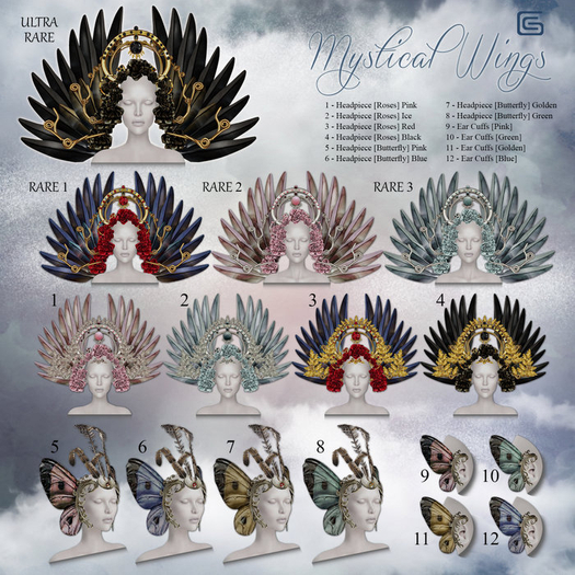 GizzA - Mystical Wings / Headpiece [Roses] Red