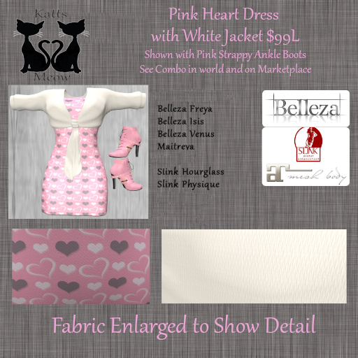 Pink Hearts Dress With White Jacket Boxed