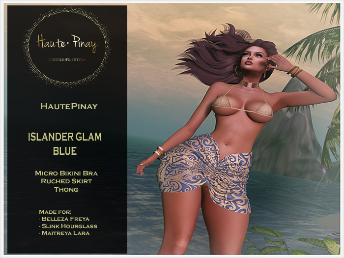HautePinay [ISLANDER GLAM BLUE] Micro Bra/Ruched Skirt/Panty