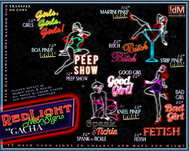 !dM "Redlight" - NeonSign **GIRLS, GIRLS, GIRLS!**