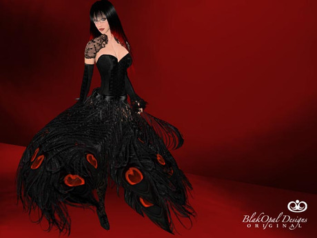 Second Life Marketplace - Black Feather Long Gown