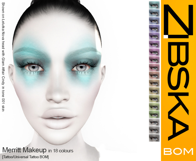 Zibska BOM Pack ~ Merritt Makeup in 18 colors with tattoo and universal tattoo BOM layers