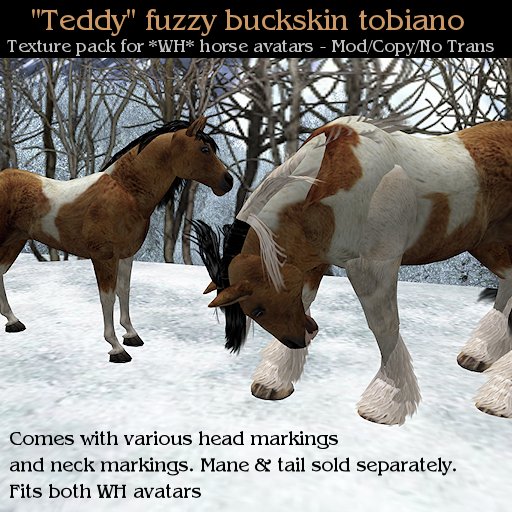 WH - Teddy - Winter Hair Fuzzy Buckskin Pinto Texture Pack