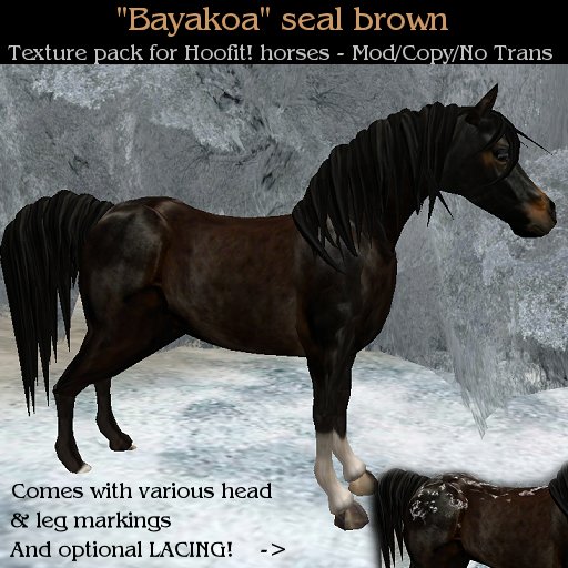 Bayakoa - Seal Brown with lacing Horse Texture Pack for Hoofit Horses