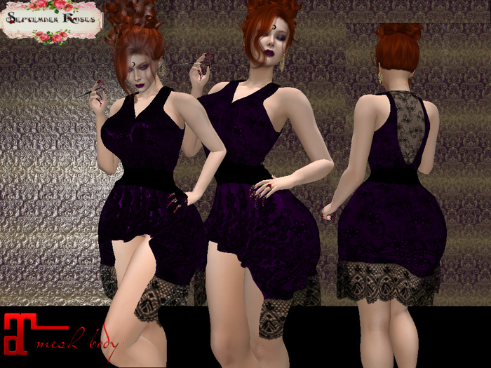 Velvet Mini Dress Purple MAITREYA
