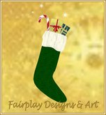 ~FDA~Ole Fashion Musical Green Hand Knitted Christmas Stocking