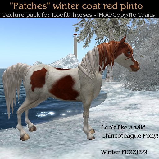 Patches - Winter Coat Red Pinto Texture Pack for Hoofit horses