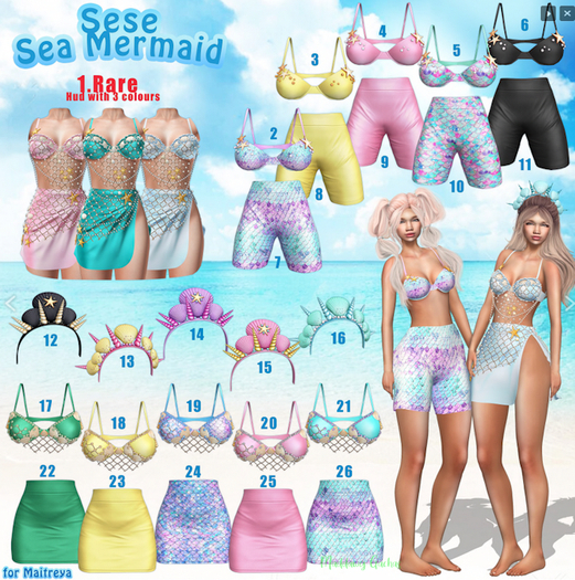 '7.Sese - Sea Mermaid - Shorts Colorful