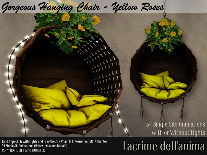 Gorgeous Hanging Chair - Yellow Roses