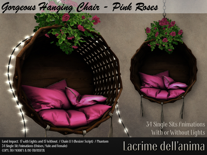 (BOX) Gorgeous Hanging Chair - Pink Roses