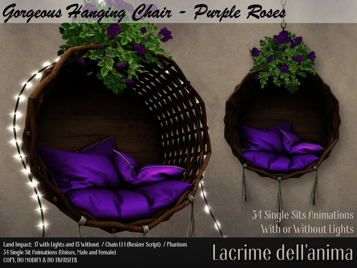 Gorgeous Hanging Chair - Purple Roses