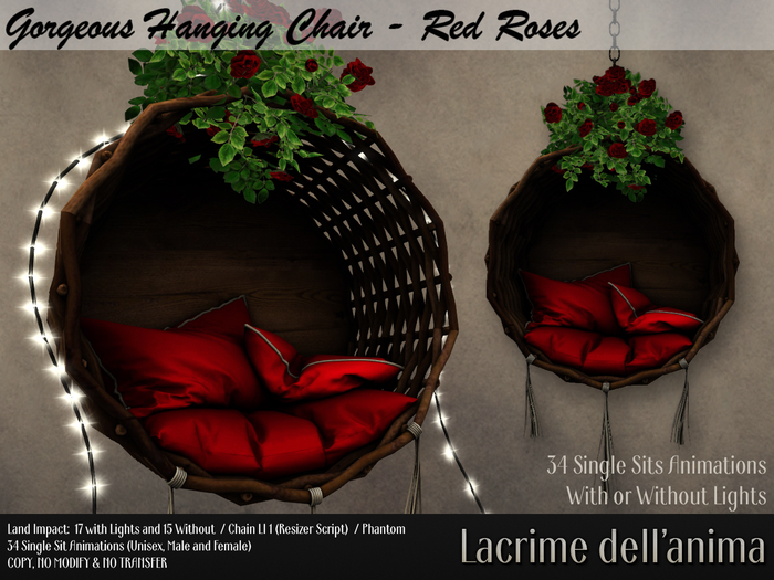 Gorgeous Hanging Chair - Red Roses