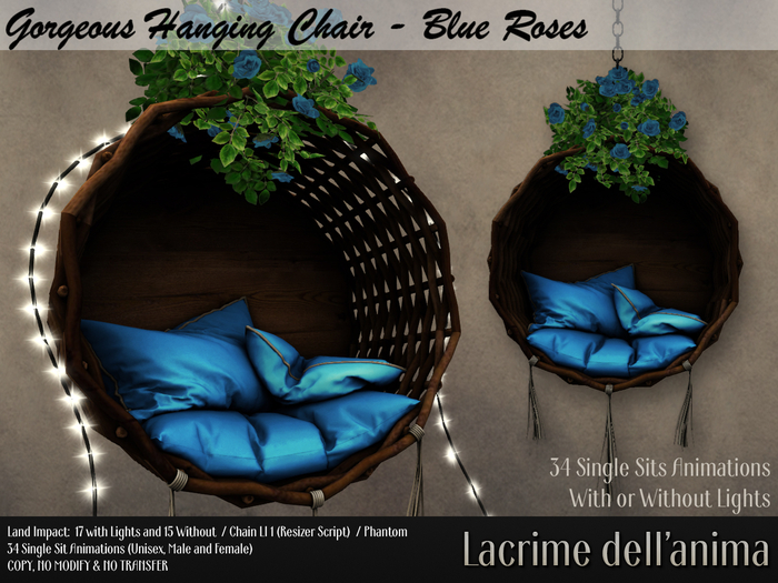 Gorgeous Hanging Chair - Blue Roses