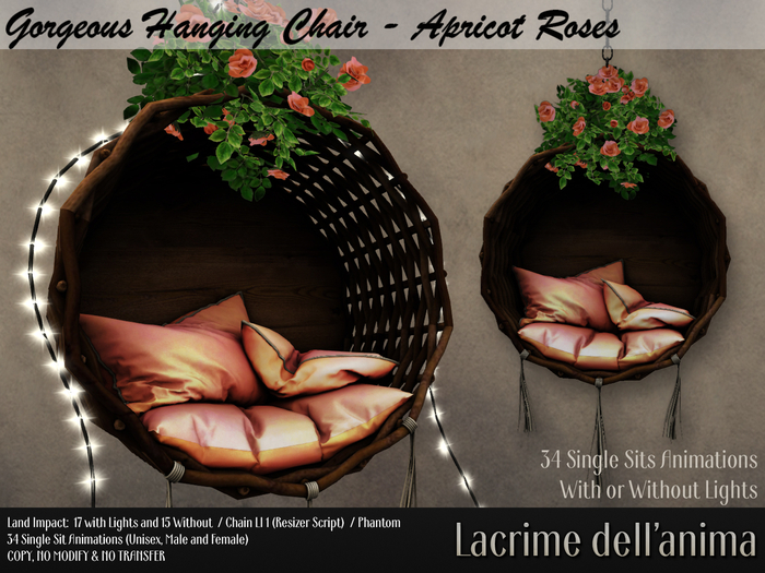 Gorgeous Hanging Chair - Apricot Roses