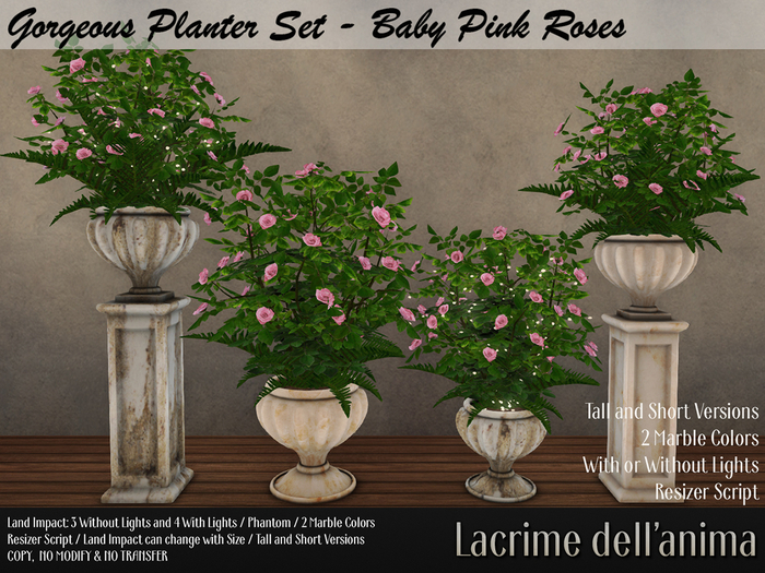 Gorgeous Planter Set -  Baby Pink Roses