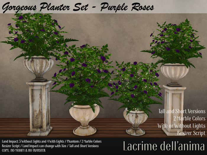 Gorgeous Planter Set - Purple Roses