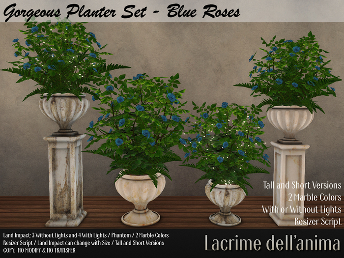 Gorgeous Planter Set -  Blue Roses