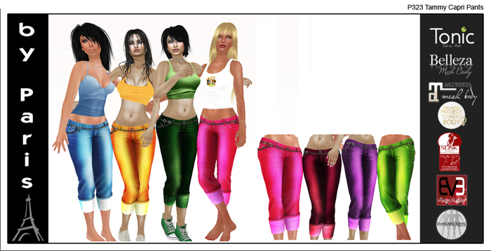 Tammy Capri Pants - Tonic, Belleza, Maitreya, Slink, TMP (The Mesh Project), Eve