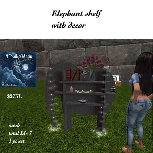 Elephant shelf with decor-box
