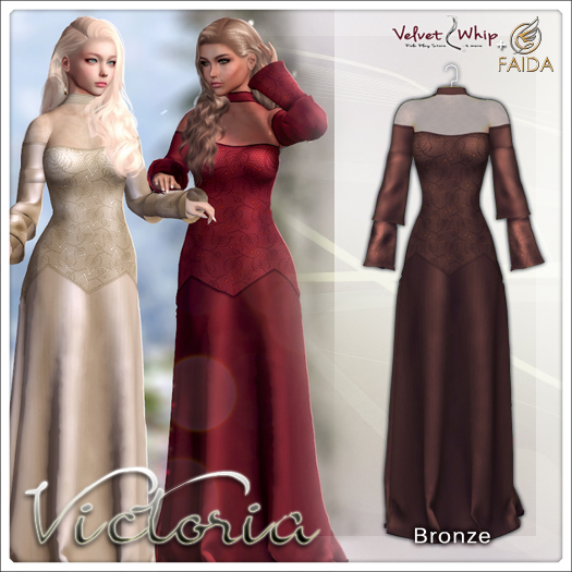 Faida + [V/W] Victoria Bronze - Elegant Satin & Lace gown for Maitreya, Legacy.