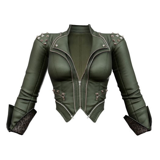 Wuzan - Leather Jacket - Olive