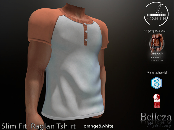 Slim Fit  Raglan Tshirt Orange&White