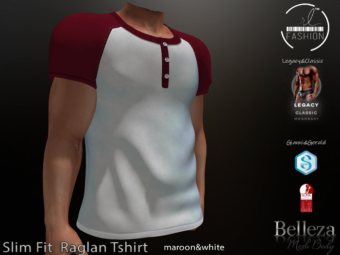 Slim Fit  Raglan Tshirt Maroon&White