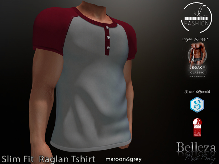 Slim Fit  Raglan Tshirt Maroon&Grey