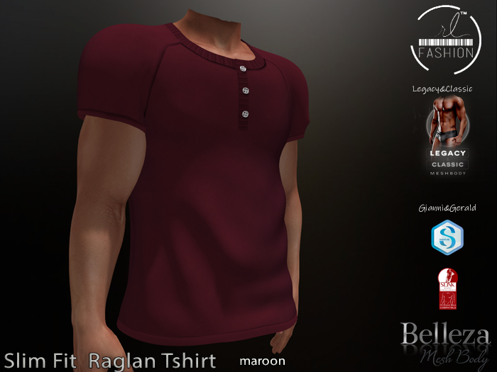 Slim Fit  Raglan Tshirt Maroon