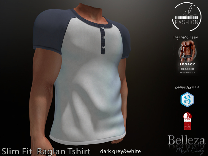 Slim Fit  Raglan Tshirt Dark Grey&White