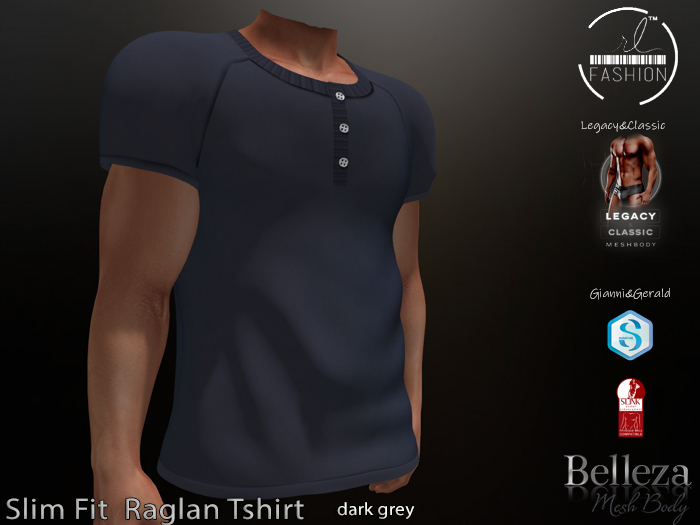 Slim Fit  Raglan Tshirt Dark Grey
